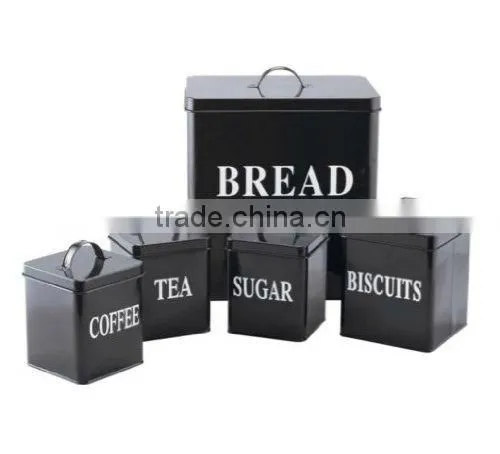 Food Grade Kitchen Square Metal Storage Canisters Set Bread Box Coffee Tea Biscuit Sugar Tin Jar photo-4