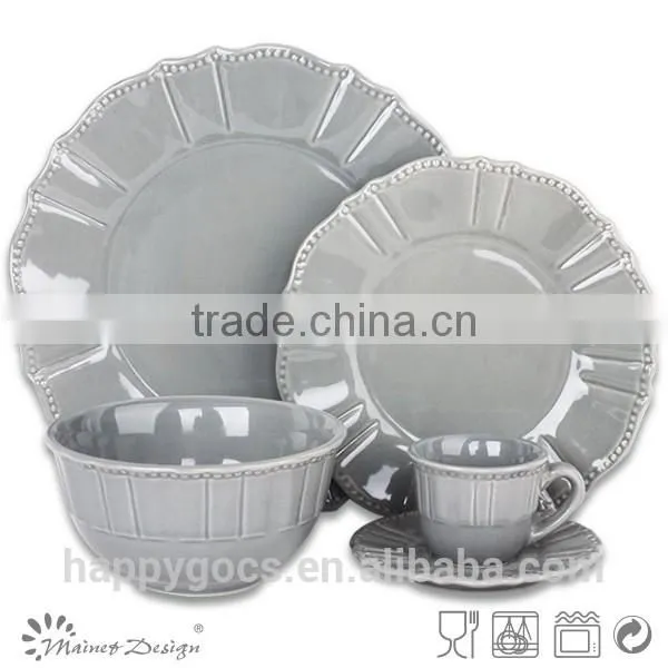 Embossed Solid Color 16pcs Dinnerware Set photo-3