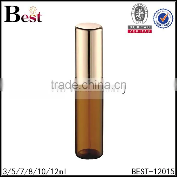 Cosmetic Packaging Cost Price Amber Roll on Perfume Bottle Glass 3ml Gold Aluminum Cover Bottle Glass Bulk Buy From China photo-3