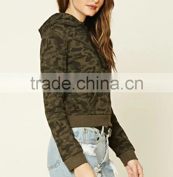 Sexy Wholesale Hoodie Sweatshirt Fleece Knit Crop Top Long Sleeve Camo Print Hoodie For Women Fashion Wear 5xl photo-3