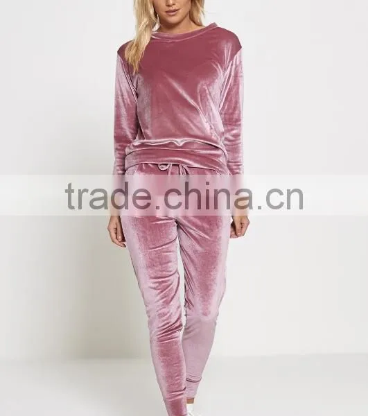 Custom Velour Tracksuits Elegant Lounge Wear Track Bottoms Gym Streetwear Sports Purple Velvet Tracksuit Wholesale photo-5