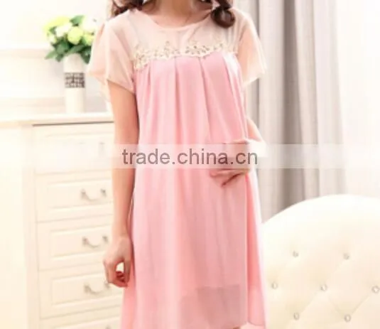 Best-selling 100% Cotton Wholesale Long Chiffon Maternity Dress photo-3