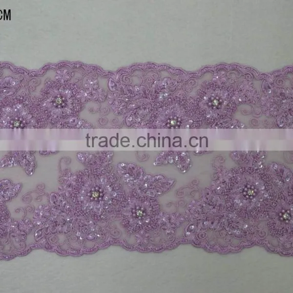 2017 Fancy George Lace Indian Embroidered Beaded Lace Trim Border photo-4