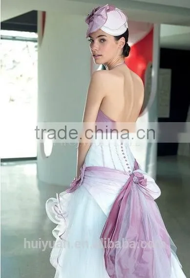 White and Pink Combine Spaghetti Strap Short Front Long Back Wedding Dress photo-2
