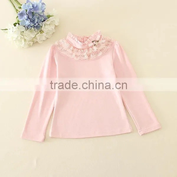 Child One Piece Undershirts Long Sleeves Top for Girls Baby Pink and White Long Sleeves T-shirts for Autumn photo-2