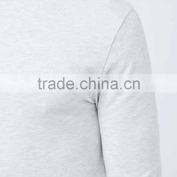 Mens Light Grey Casual t Shirts Turtle Neck Blank T-shirt Long Sleeve Cotton t Shirts photo-4