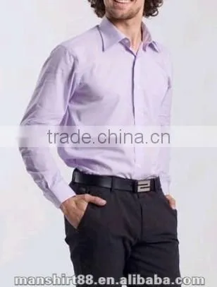 2016 Light Blue Elegant Style Linen / Cotton Shirt With Peaked Collar photo-2
