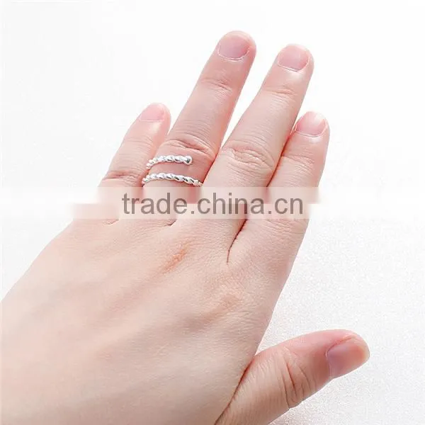 Copper Cable Twisted Open Rings Silver Plated Spiral photo-3