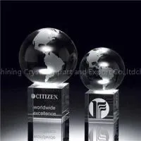 Custom Crystal Globe On Crystal Cube