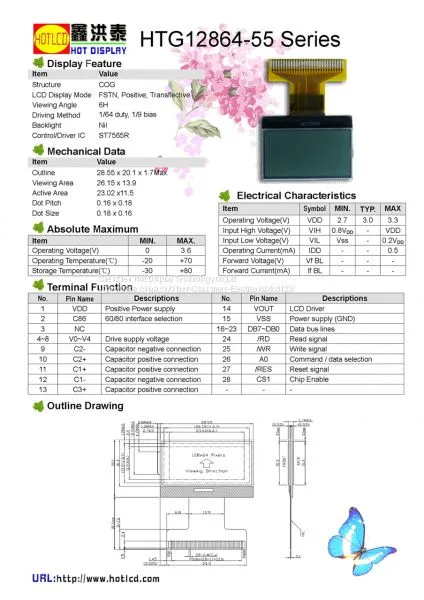 High Quality Cog Module FSTN LCD 128*64dots photo-2