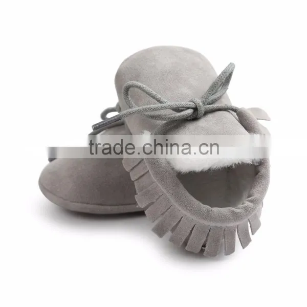 Toddler Baby Moccasins Winter Keep Warm With Fur Snow Lace up Baby Shoes photo-6