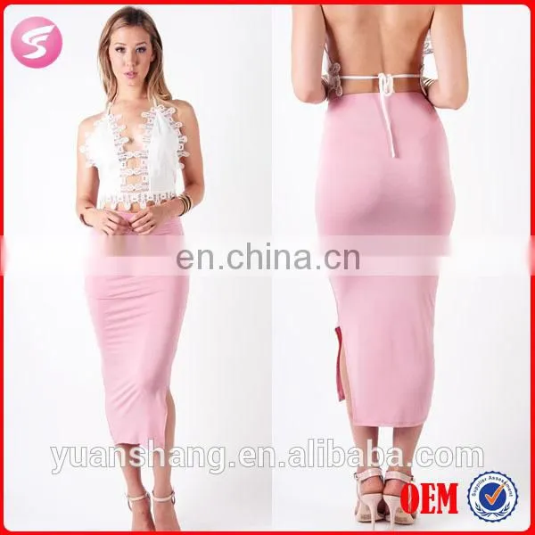 Wholesale Pink Jersey Long Maxi Skirt
