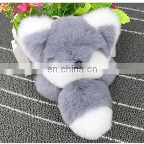 Small Fox Shaped / Different Colors /Rex Rabbit Fur Keychain photo-4