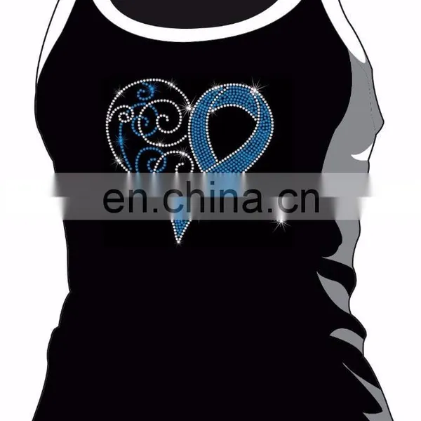 2018 Bling Blue Love Shaped Breast Cancer Rhinestone Transfer photo-2