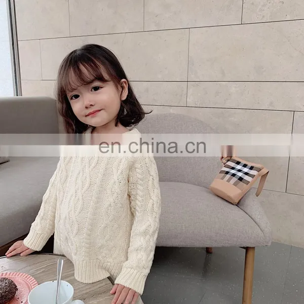 3516/Customized Fashion Pullover Knitted Girls Autumn Winter Sweater Wholesale Solid Kids Sweater photo-4