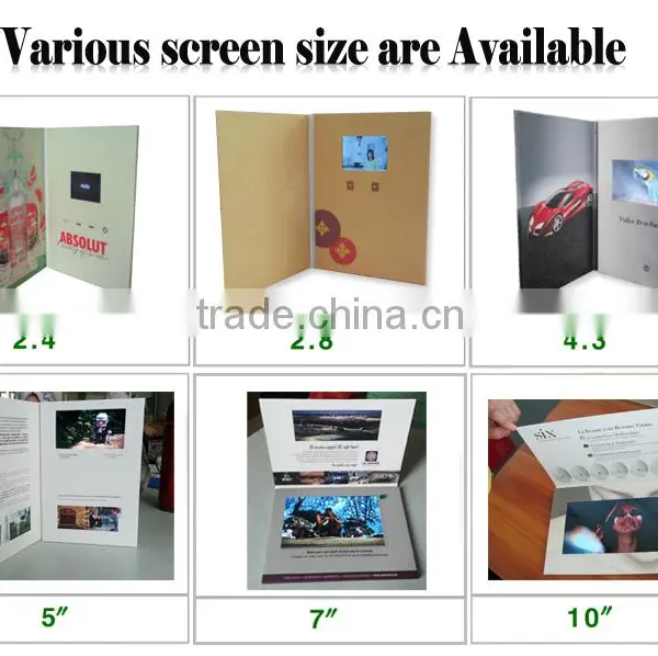 2015 Factory Supply Top Quality Customized Advertising Promotional 2.4"2.8" 3.5" 4.3" 5" 7" 10.1" Video Greeting Card