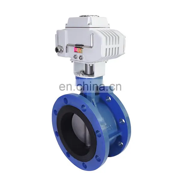 4 Inch Double Flange Ductile Iron Electric Actuator Butterfly Valve Motorized Butterfly Valve photo-2