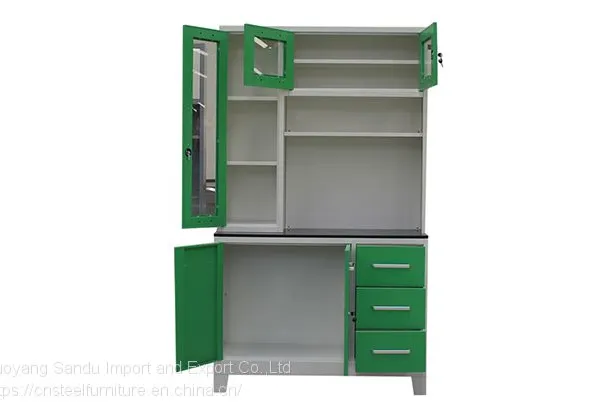 L Type Stee Kitchen Cabinet With Glass Door