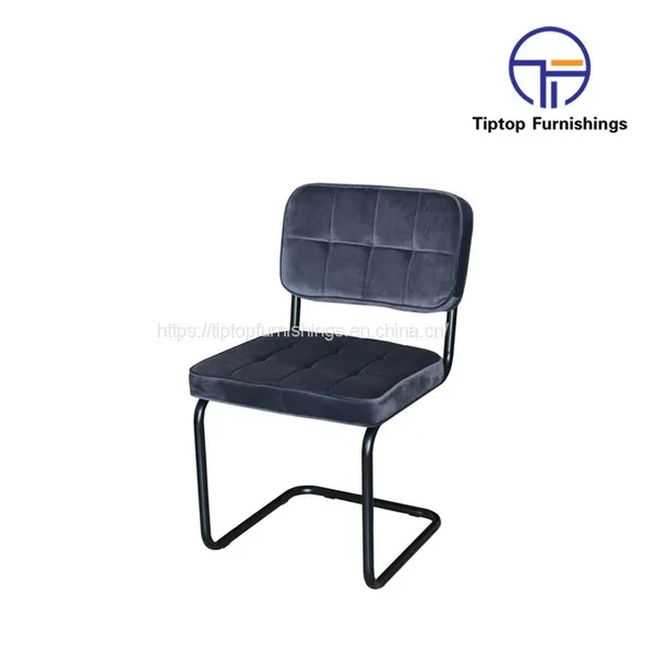 Tiptop Wholesale Factory Custom Cafe Metal Dine Armchair Restaurant Chair Modern Dining Room Furniture Velvet Fabric Dining Chairs photo-2