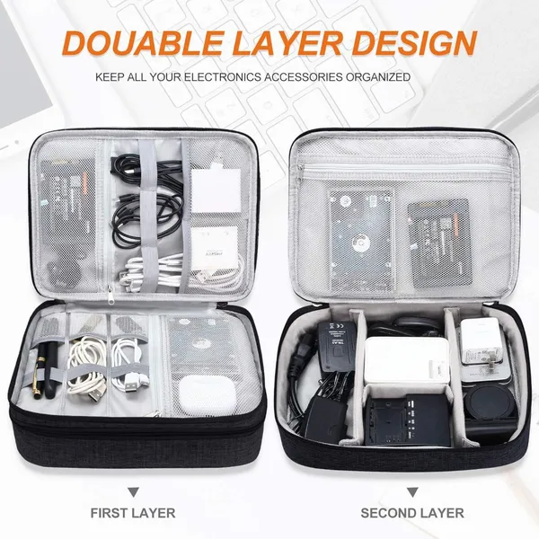 Waterproof Double Layer Electronics Organizer Portable Storage Case photo-5
