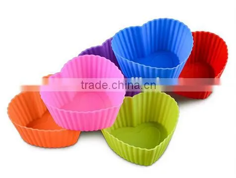 Silicone Cup Cake Mold Rice Cake Mould Heart Shape Baking Cake Mold photo-2