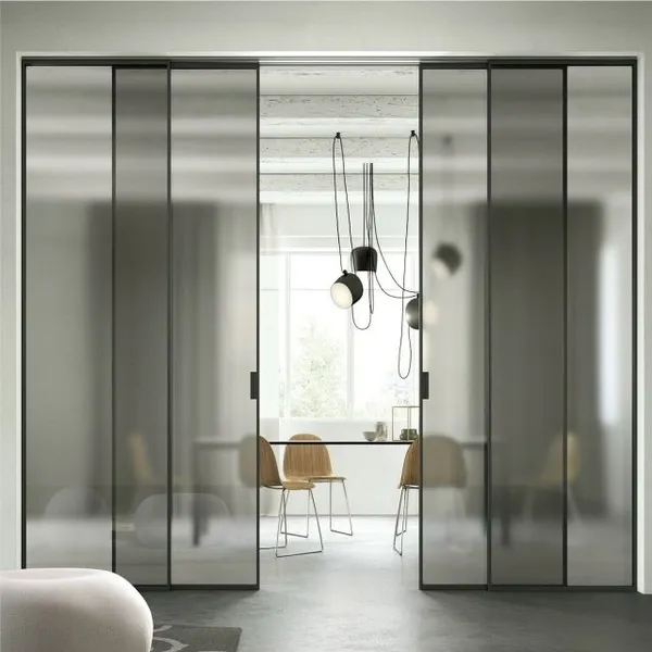 With OPK Sliding System Glass Partition Door for Bedroom Living Room and Bathroom Room Divider Star Hotel Villa Apartment Use