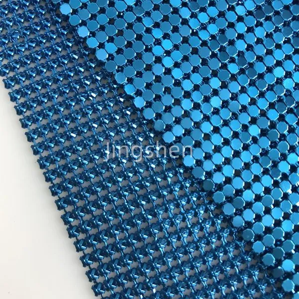 Soft Flexible Aluminum Chainmail Metal Mesh Fabric Gold Color Metallic Aluminum Sequin Table Cloth photo-5