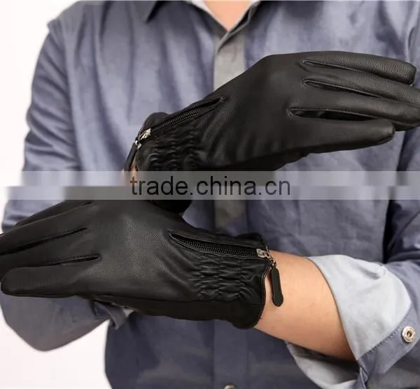 Zipper Leather Gloves, Fall and Winter Warm Fashiongloves, Full Finger Gloves photo-2
