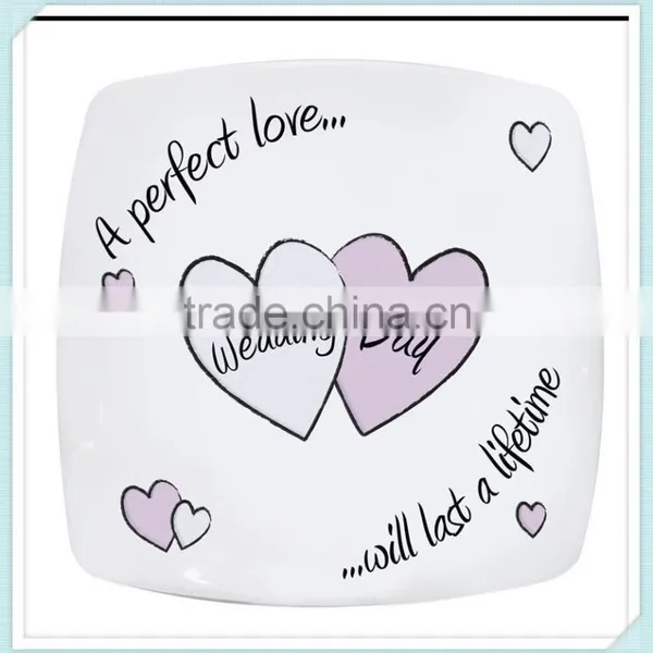 8 Inch Square Ceramic Wedding Plate