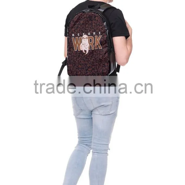 High Quality 3D Print Custom Leather Men Travelling Backpack Bag photo-2