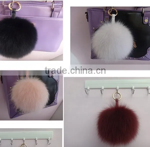 2016 New Fashion Genuine Fox Fur Ball for Keychain Bag Toy Accessories photo-2