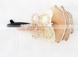 New Fashion Delicate Flower Banana Hair Clip Pearls Hairclips photo-3