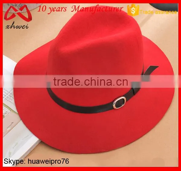 Fashion Woolen Felt Floppy Hat Winter Vintage Fedora Hat With Leahter Band photo-2
