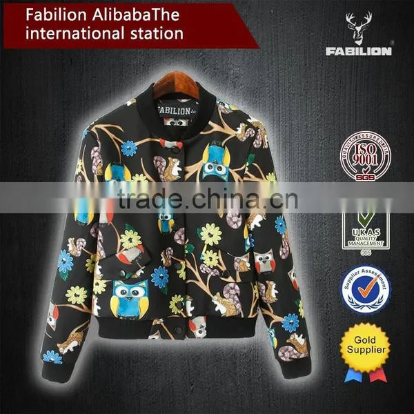 Popular Cartoon Pattern Ladies Short Paragraph Slim Fit Baseball Uniform Jacket for Wholesale Fitness Apparel photo-3