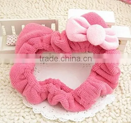 2015 Popular Fashionable Comfortable Coral Dots Makeup Headbands/Plush Bath Hair Holder Rose Pink photo-2