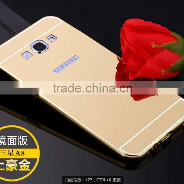 Mobile Phone Aluminum Mirror Back Metal Bumper Cover Case For Samsung A8 photo-4