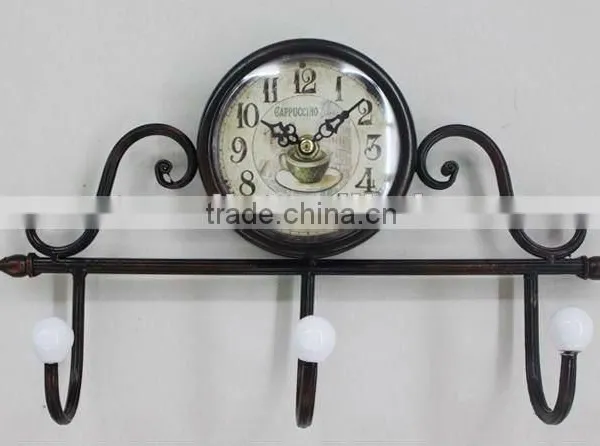 Antique Digital Metal Clock Wall With Hooks