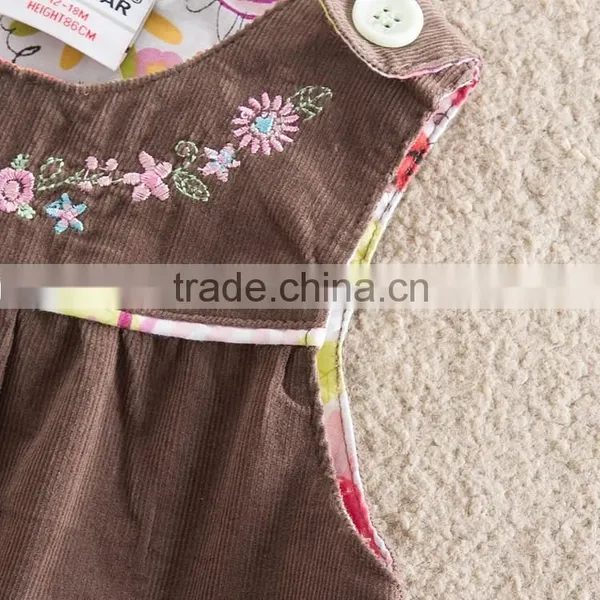 (9016#BROWN) 18M-6Y Children Wear Cotton Baby Girls Corduroy Girl Dress photo-4