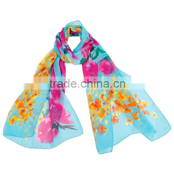 Classic Flower Print Hot Sale Whole Sale Chiffon Scarf In Stock