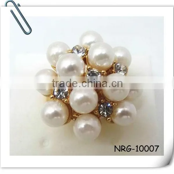 2013 Fashion Crystal Stones and Pearl Ring