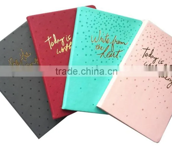 A5 PU Leather Hard Cover Notebook With Foil Stamping and Embossing Stars