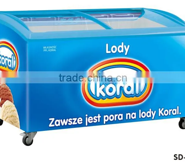 Best Seller Curved Glass Double Door Ice Cream Chest Freezer photo-6