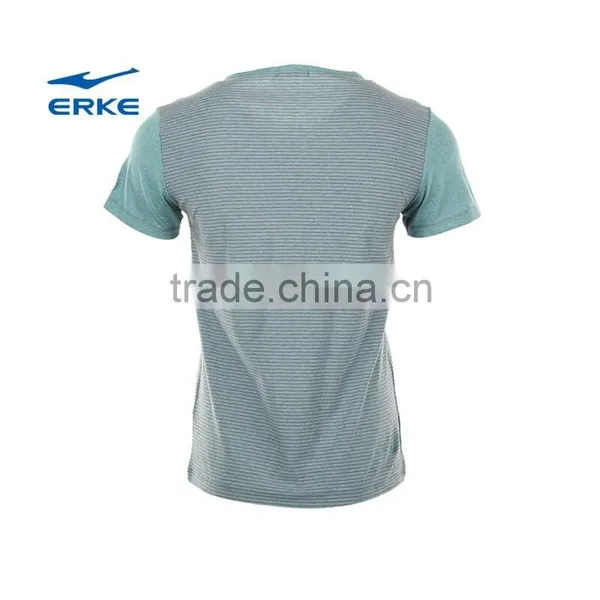 ERKE Mens Summer Casual Slim Stripe Round Neck Plain Cotton Short Sleeve t Shirt for Wholesale/OEM photo-2