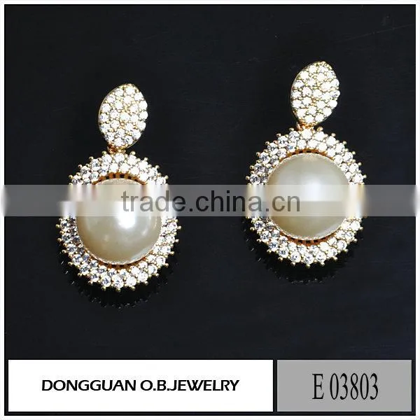 Imitation White Gold Plated Stud Earrings Wholesale Freshwater Pearl Jewelry photo-5