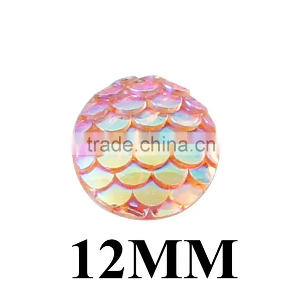 2016 Hot Sale 50pcs/lot Flat Back Resin Beads Round At Random Fish Scale Pattern 10mm( 3/8") photo-4