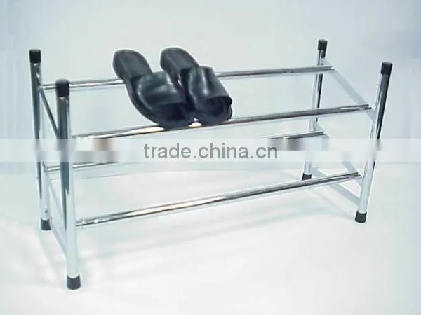 Homestar 2 Tier Stackable Metal Tubular Shoe Rack and 2 Tier Chrome Wire Shoes Storage,shoes Display Rack photo-2