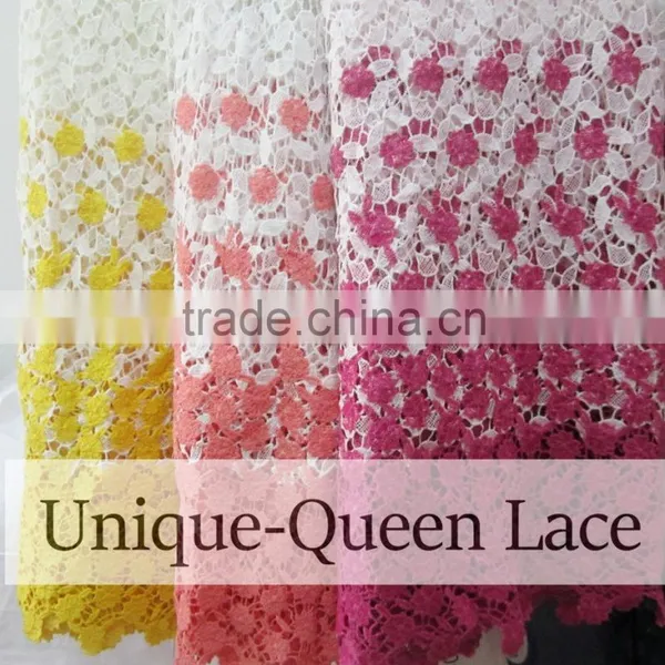 2016 New Arrival Guipure Lace Fabric/ Fushia Color Lace Fabric/african Fushia Guipure Lace Fabric/Cord Lace photo-4