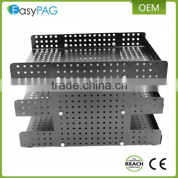 Factory Custom Made Black Color 3 Tier Large Space Metal Mesh Office Desk File Holder photo-4
