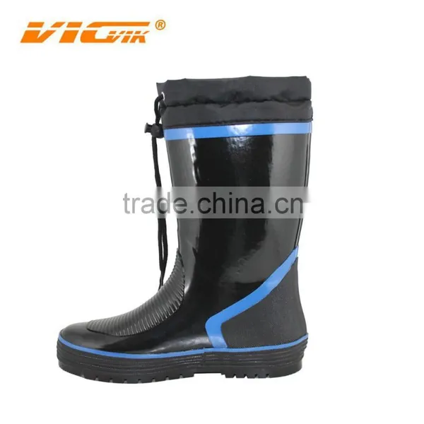 High Heel Safety Ladies Fashion Long Rubber Galoshes Boots With Cuff