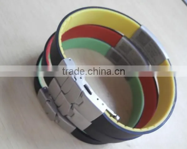 Custom Silicon Bracelet With Engraved id Plate Sports Bracelet photo-2